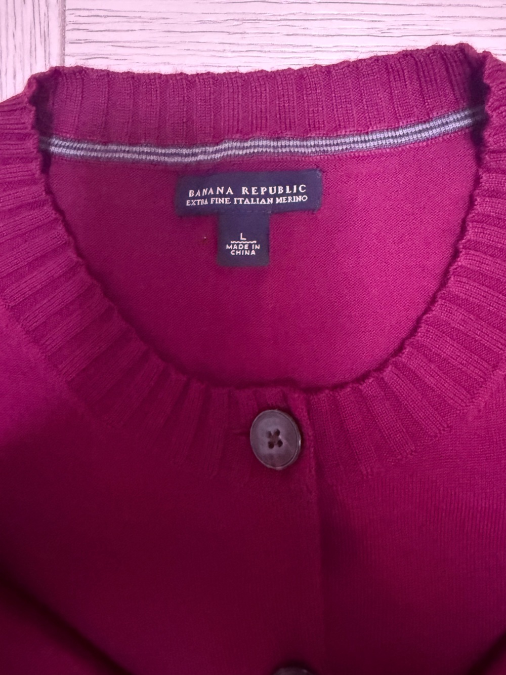 Banana Republic Women's Bright Magenta Merino Button Cardigan